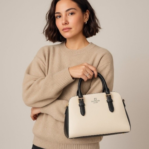 Kate Spade Felix Satchel Leather Bag Cream Black - Picture 16 of 16